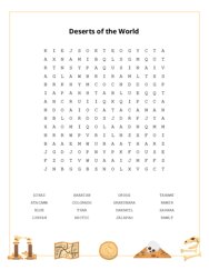 Deserts of the World Word Search Puzzle