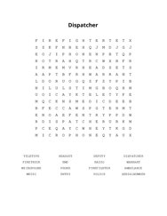 Dispatcher Word Search Puzzle