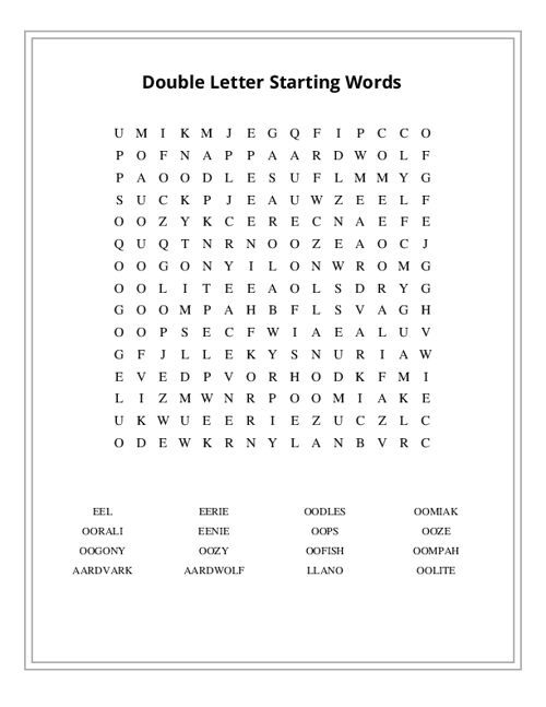 Double Letter Starting Words Word Search Puzzle