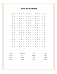 Down on the Farm Word Search Puzzle
