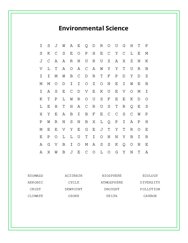 Environmental Science Word Scramble Puzzle