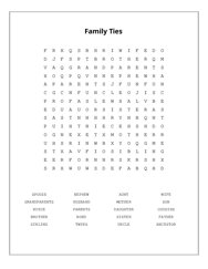 Family Ties Word Scramble Puzzle