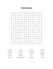 Field Hockey Word Search Puzzle