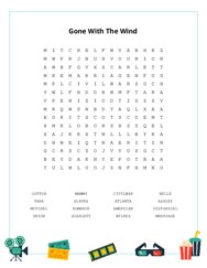 Gone With The Wind Word Search Puzzle