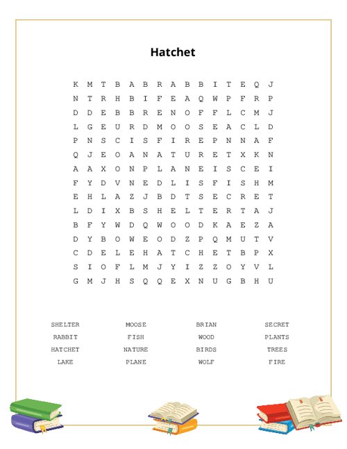 Hatchet Word Search Puzzle