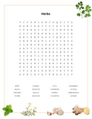 Herbs Word Search Puzzle