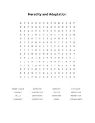 Heredity and Adaptation Word Search Puzzle