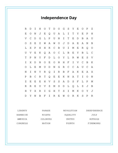 Independence Day Word Search