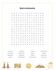 Marie Antoinette Word Search Puzzle