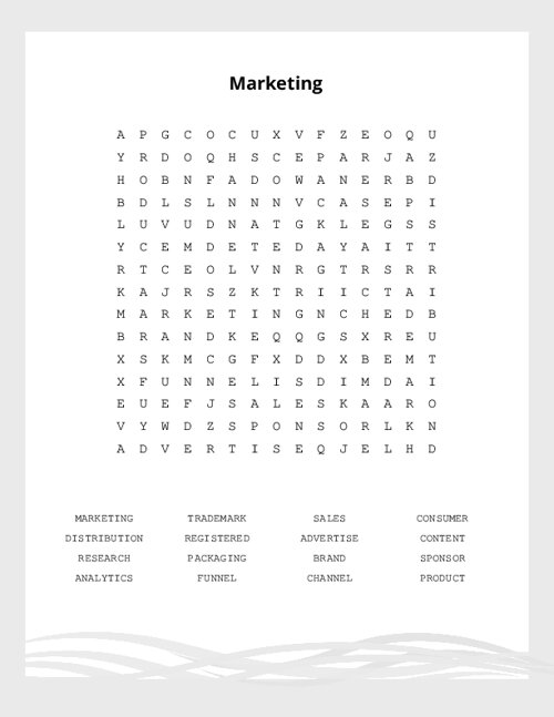 Marketing Word Search Puzzle