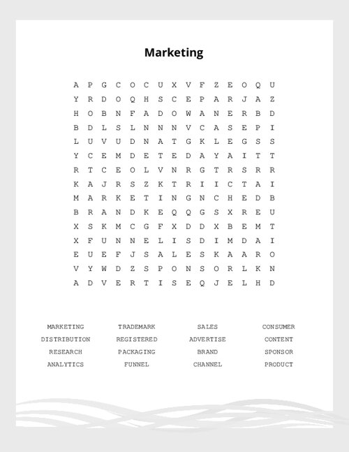 Marketing Word Search