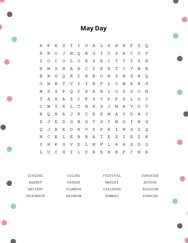 May Day Word Search Puzzle