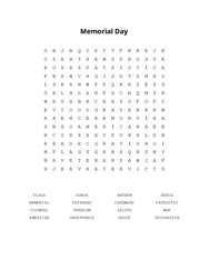 Memorial Day Word Search Puzzle