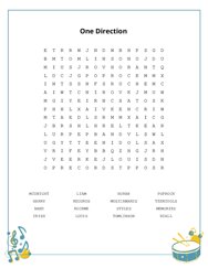 One Direction Word Search Puzzle