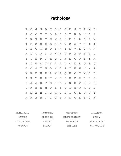 Pathology Word Search Puzzle
