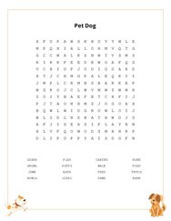Pet Dog Word Search Puzzle