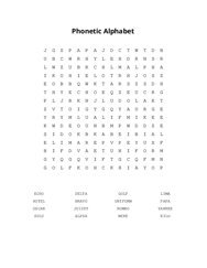Phonetic Alphabet Word Scramble Puzzle