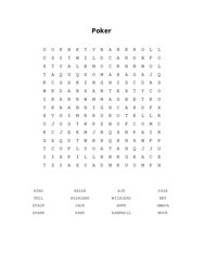Poker Word Search Puzzle