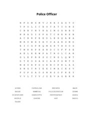 Police Officer Word Scramble Puzzle