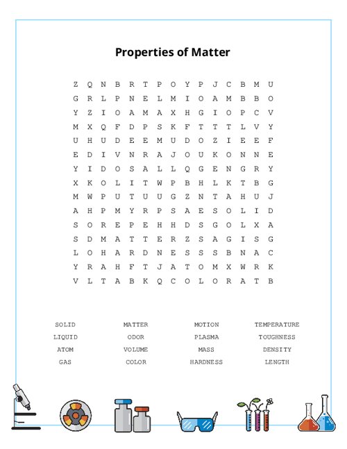 Properties of Matter Word Search Puzzle