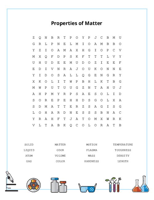 Properties Of Matter Word Search