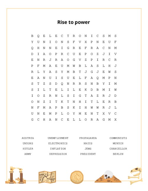 Rise to power Word Search Puzzle