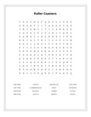 Roller Coasters Word Search Puzzle