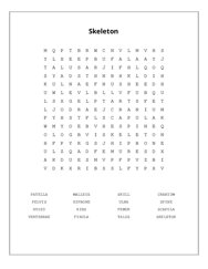 Skeleton Word Search Puzzle