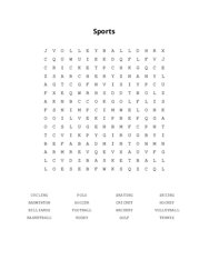 Sports Word Scramble Puzzle