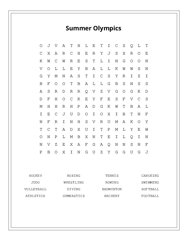 Summer Olympics Word Search Puzzle
