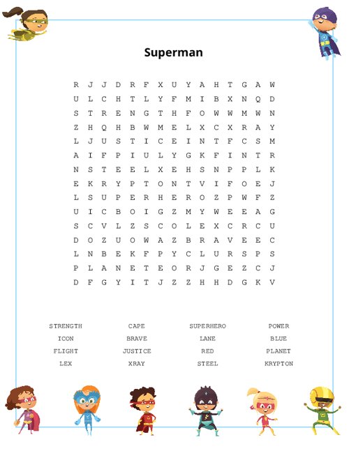 Superman Word Search Puzzle