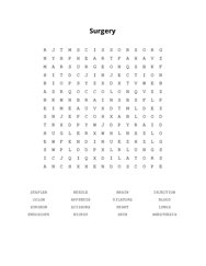 Surgery Word Search Puzzle
