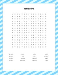 Tableware Word Scramble Puzzle