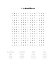USA Presidents Word Search Puzzle