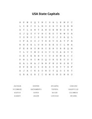 USA State Capitals Word Scramble Puzzle