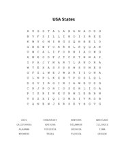 USA States Word Search Puzzle