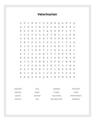 Veterinarian Word Search Puzzle
