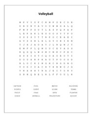 Volleyball Word Search Puzzle