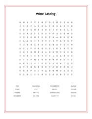Wine Tasting Word Search Puzzle