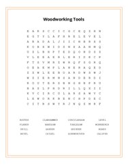 Woodworking Tools Word Search Puzzle