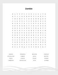 Zombie Word Search Puzzle