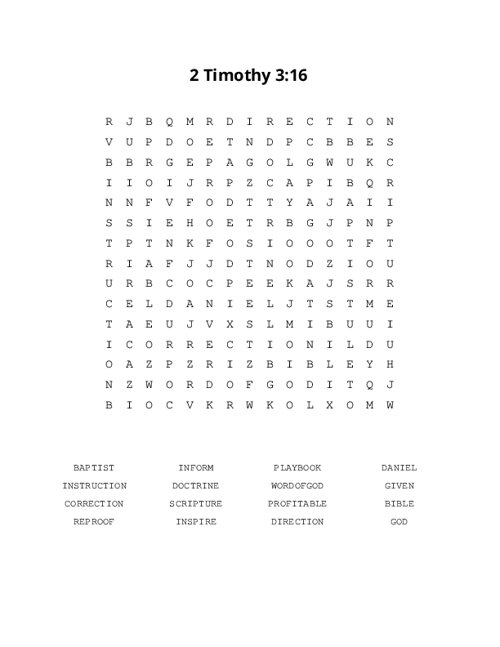 2 Timothy 3:16 Word Search Puzzle