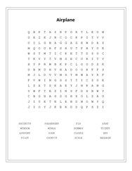 Airplane Word Search Puzzle