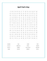 April Fools Day Word Search Puzzle