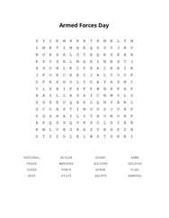 Armed Forces Day Word Search Puzzle
