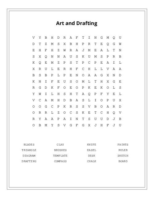 Art and Drafting Word Search Puzzle