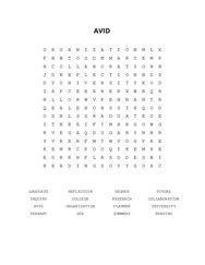 AVID Word Scramble Puzzle