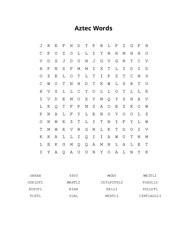 Aztec Words Word Search Puzzle