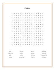 Chintz Word Search Puzzle