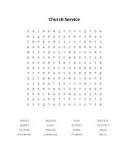 Church Service Word Search Puzzle